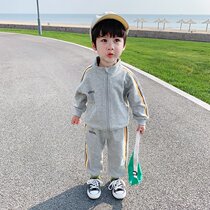 Monee Gtyel Childrens Clothing Spring and Autumn New Boys Baby Cotton Sports Suit Childrens Korean Two-piece Set