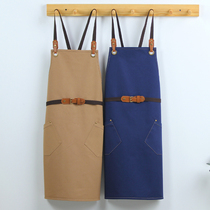 Apron 2021 New kitchen back kitchen back style restaurant Cafe waiter anti-fouling female canvas apron custom