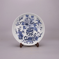 Qing antique porcelain Jingdezhen hand-painted blue and white porcelain plate ornaments antique retro old goods home furnishings collection