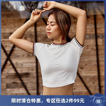AlphaGym sports short-sleeved female elastic slim round neck (non-quality issues do not support return)