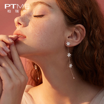 Summer thin round face earrings sterling silver earrings long womens temperament Super fairy snowflake earrings 2021 New Tide