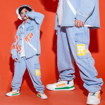 Childrens jeans spring dress 2021 new air boy street dance trousers Little girl tide hip hop leisure trousers