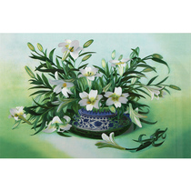 Handmade embroidery finished living room decoration hanging painting new Chinese silk Bian embroidery master Lily