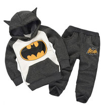 Kids Tales childrens clothing autumn and winter childrens hooded fleece sweater set cartoon boy girl two-piece set