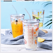 Household standard with graduated milk 500 ml glass with lid glass with metering cup baking volume water cup 1000m