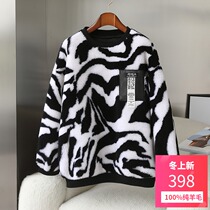 2021 New all wool fur coat fur cashmere lamb wool coat pullover sweater long women