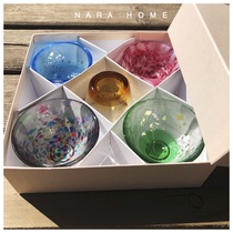 Japan imported Tsugaru color glass five-color wine glass Four seasons cup Kung Fu tea cup set gift box