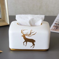 Modern simple light luxury ceramic small drawing paper box Nordic American tissue box living room table coffee table decorations