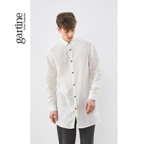 Satiny shirt male long sleeve autumn winter new neutral casual linen lining long style handsome and Korean version