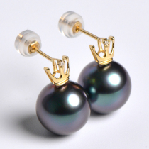 Xinlu 8-14mm Peacock Green 18K Golden Pearl Earring ear decorated round sea water