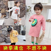 Childrens coat 2020 spring new childrens clothing girls baby long cartoon long sleeve T-shirt childrens base shirt