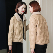 zqqz leather down jacket womens short mink fur collar 2021 Winter new Haining sheep leather jacket 870