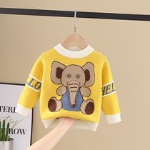 Boys sweater pullover autumn and winter tide thickened plus velvet childrens mens childrens clothing Jersey boys base shirt