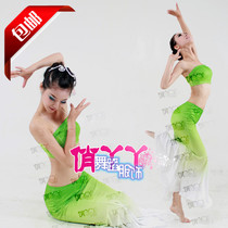 -Bamboo sound sound Dai dance performance costume decoration National stage competition womens fishtail skirt Peacock