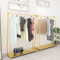 Net red clothing store display rack golden womens clothing store shelves with pad hanging clothes