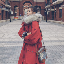 Parker cotton-padded womens long winter 2021 New Korean version of ins port style plus Velvet chic cotton-padded jacket