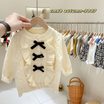 Girls sweater 2021 foreign autumn baby coat Korean childrens cardigan coat 1-4 years old baby sweater