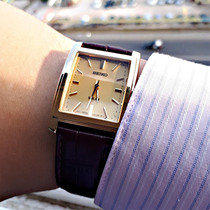 Seiko Mens watch SEIKO Solar Couple Watch Retro Belt Square waterproof Quartz watch SUP896