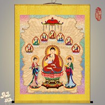 Pharmacist Buddha Oriental Three Saints portrait Sunlight Moonlight Bodhisattva Buddha statue painting Buddha Hall study decoration painting Scroll painting