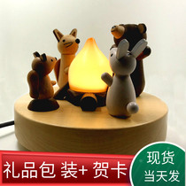 Taiwan jeancard solid wood cute night light Bedside Creative LED Christmas Christmas gift for girls