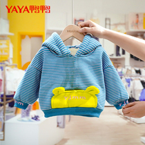 Duck duck boys plus velvet sweater pullover girl 2021 Autumn Winter new foreign style children thick coat baby autumn clothes