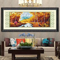 ABV Old three cross stitch Imperial mask cotton precision printing feng shui big picture living room big scenery golden autumn fortune