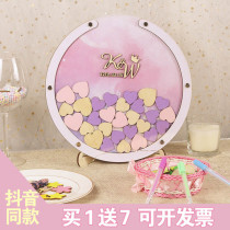 Personality Dream Castle Wedding Creative Placement Gift Book Signage Roll Sign To Desk Fingerprint Wall Round Wood Frame Custom