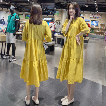 Maternity dress 2020 spring and summer fashion trend pure cotton long loose Western style personality summer hot mom tide skirt