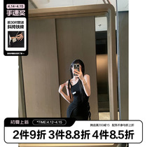 (La lune Du Ciel) LLDC design sensation irregular black sexy open-shoulder open fork dress woman
