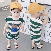 2020 new boy short sleeve suit baby clothes cotton 0-1-2-3-45-year-old baby summer cartoon fries tide