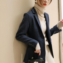 Hairy suit jacket women 2021 new autumn and winter chic floral gauze little slim short suit jacket