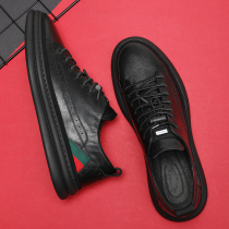 Mens shoes trendy shoes mens casual leather shoes 2021 autumn and winter new fashion brand plus cotton shoes leather one pedal shoes