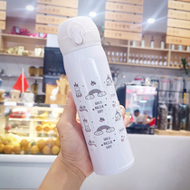 ins Harajuku wind thermos cup Korean version female student net red cup Portable personality cartoon girl heart cute water cup