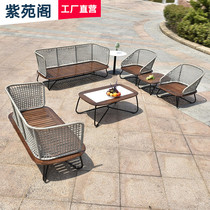 Nordic Outdoor Sofa Small Tea Table Combined Balcony Vines Chair Table And Chairs Three Sets Patio Casual Living-room Vines Furniture