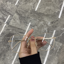 Han Edition Retro Metal Frame Anti-Blue Light Glasses Woman Round Face Mesh Red and Flat Mirror Matching Nearsightedness Spectacle Frame Male Tide