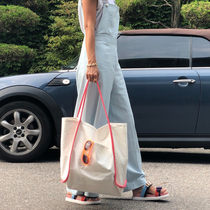Ins Japan-ROK Lazy Sail Cloth Single Shoulder Big Bag East Great Doors College Literature And Art Environmental Protection Big Capacity Collision Color Shopping Bag