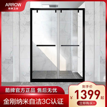 Wrigley shower room black one-shaped double-moving glass door partition bath screen bath room wet and dry separation