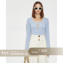 Z boss Polman U collar wool one-piece sweater narrow shoulder plate type baumanfa-style Morden design of the undershirt woman