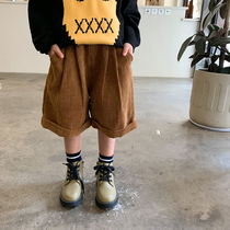 Children light core suede pants 2021 autumn and winter Korean version male and female childrens baby curbside thickened 7-pants kindergarten pants