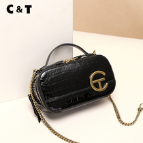 Leather women bag 2021 new autumn and winter pop crocodile pattern mini bag women chain shoulder shoulder bag small round bag