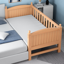 Baby bed splicing bed Solid wood splicing bed widened bed with fence Boy girl Princess bed Beech childrens bed