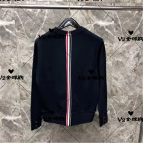 Japanese thombrowne Sweater Men and Women Behind Color Bar Round Neck Pullover tb Coat Sweater Top
