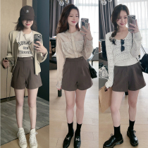 TMH STUDIO Hazelnut Milk High Waist Display Slim Fit Pants Woman Summer Broadlegged Pants New Casual Shorts