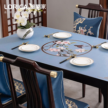 Atmospheric new Chinese tablecloth silicone coffee table table mat waterproof oil-proof anti-scalding disposable leather table mat rectangular