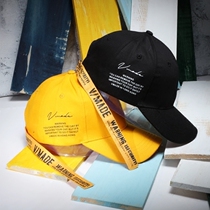 Yellow long strap baseball hat male summer trend with duck tongue cap female Korean version 100 hitch a student street sun hat