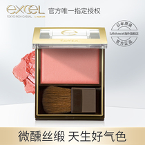 sana excel Silk satin glow rouge blush Moisturizing natural nude makeup Sun red powder monochrome with brush Japan