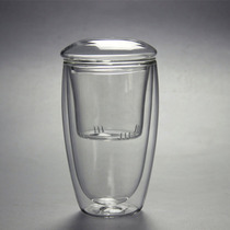 Heat-resistant double-layer glass Heat-resistant hot-proof tea cup with lid filter inner green tea cup Home Office Cup