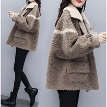 Particle imitation lambskin coat womens 2019 autumn and winter new loose thickened fashion Korean version imitation lambskin coat