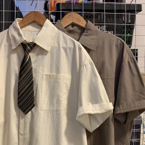 Japanese dk shirt short sleeve men summer design feels niche tops Harbour wind shirt in trend five-point sleeves