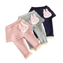 Female baby velvet autumn and winter leggings kai dang children culottes infant outer wear western style warm 0-3 years old cotton 2
